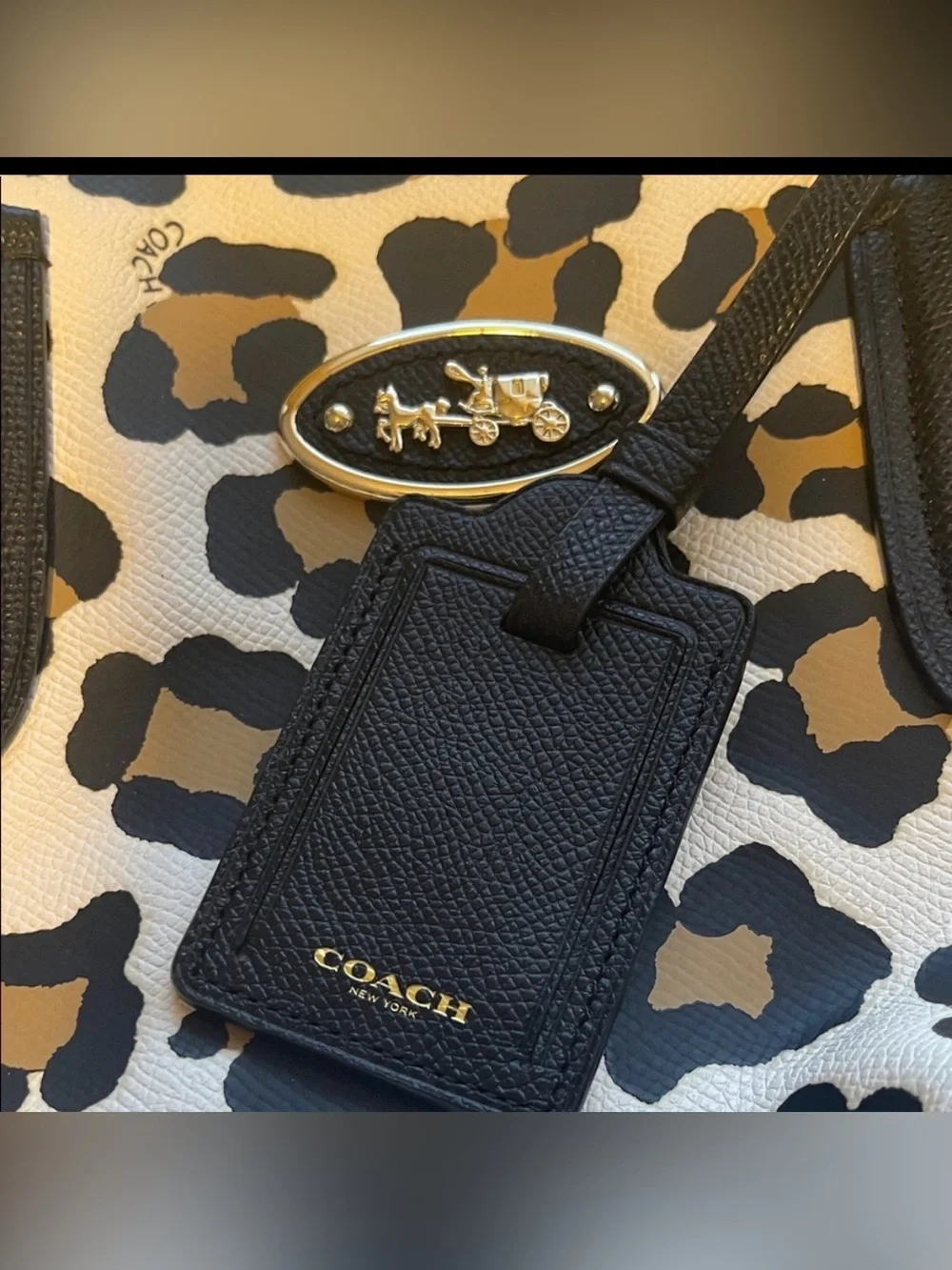 Coach Taxi Zip Top Tote Ocelot Leopard Print #33969 Like new/EUC